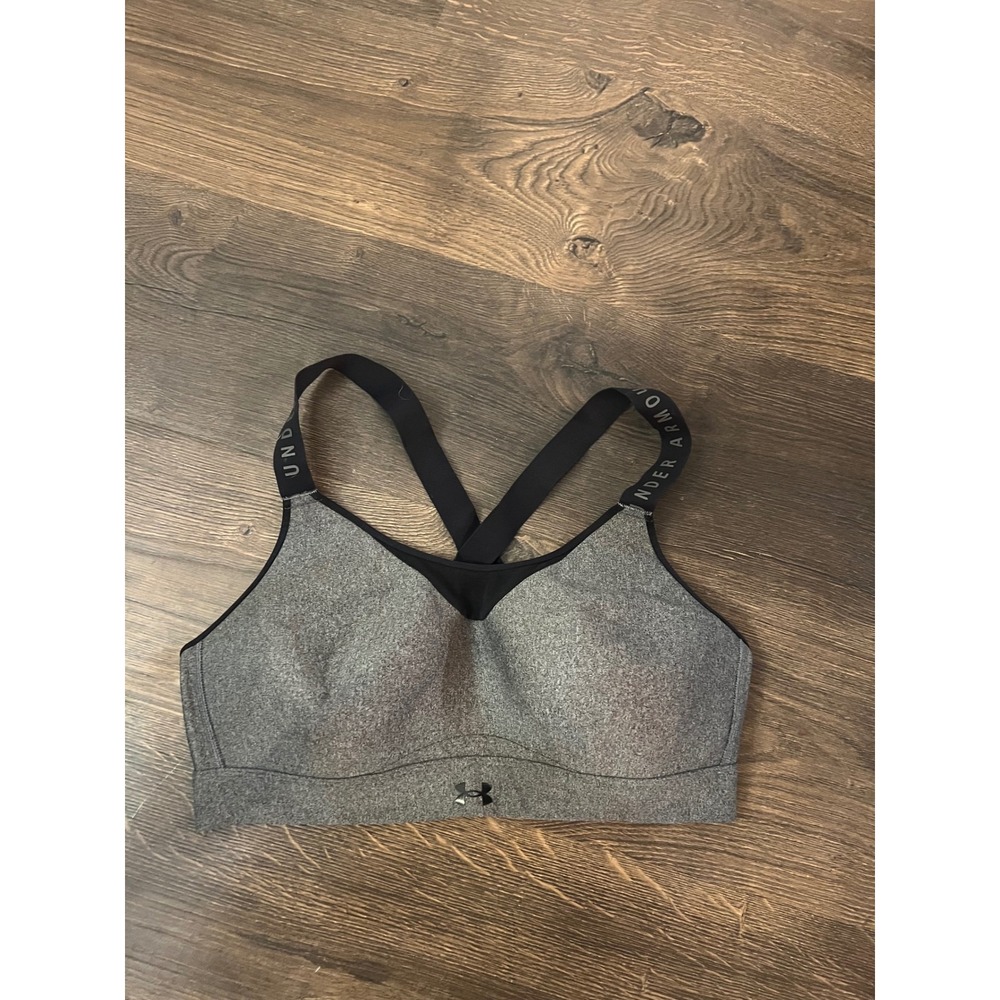Under Armour Womens Gray Heather Crossback High Impact Sports Bra Large